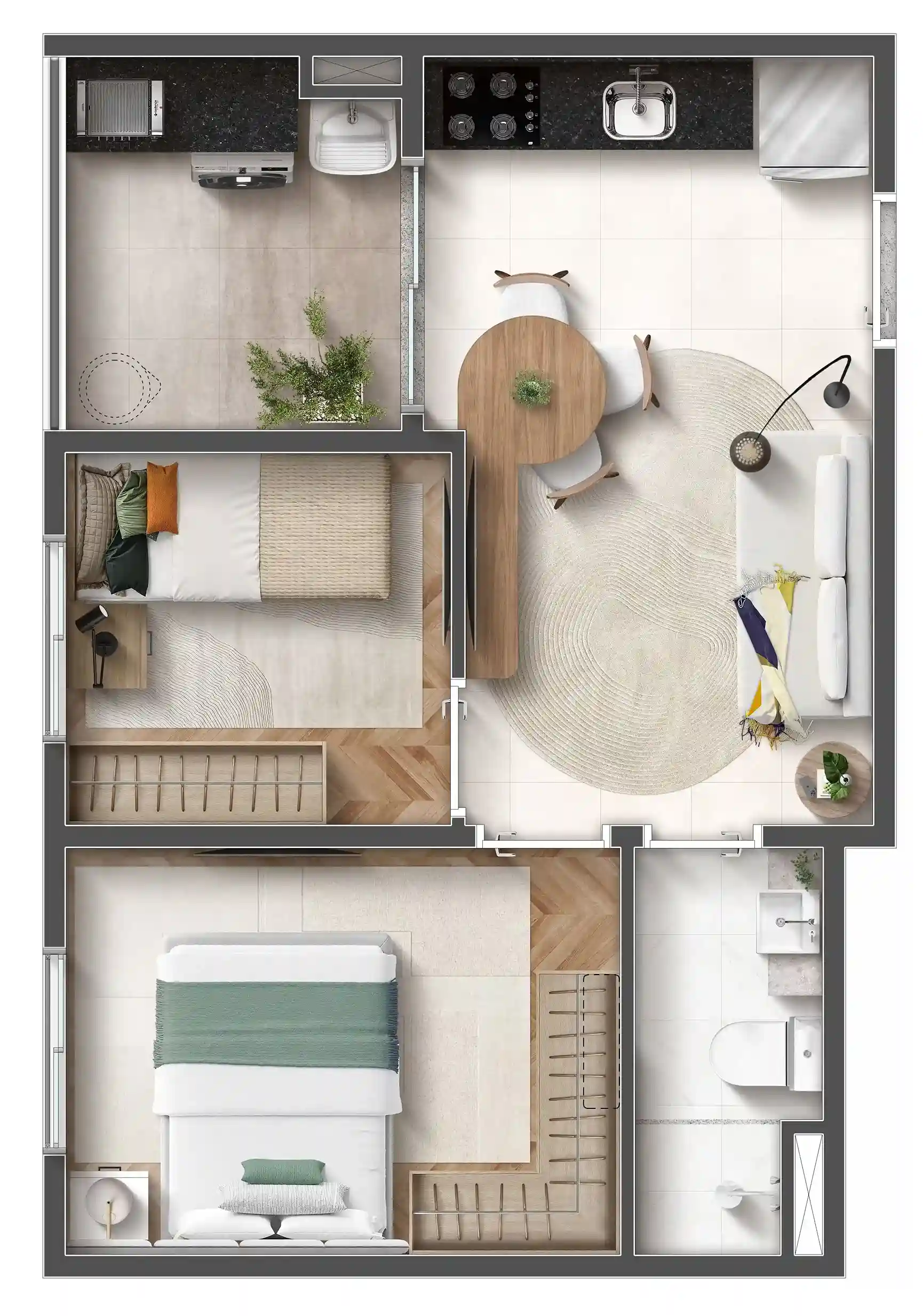 Planta de 2 dormitórios do Conexão Anhembi (Integra Urbano)